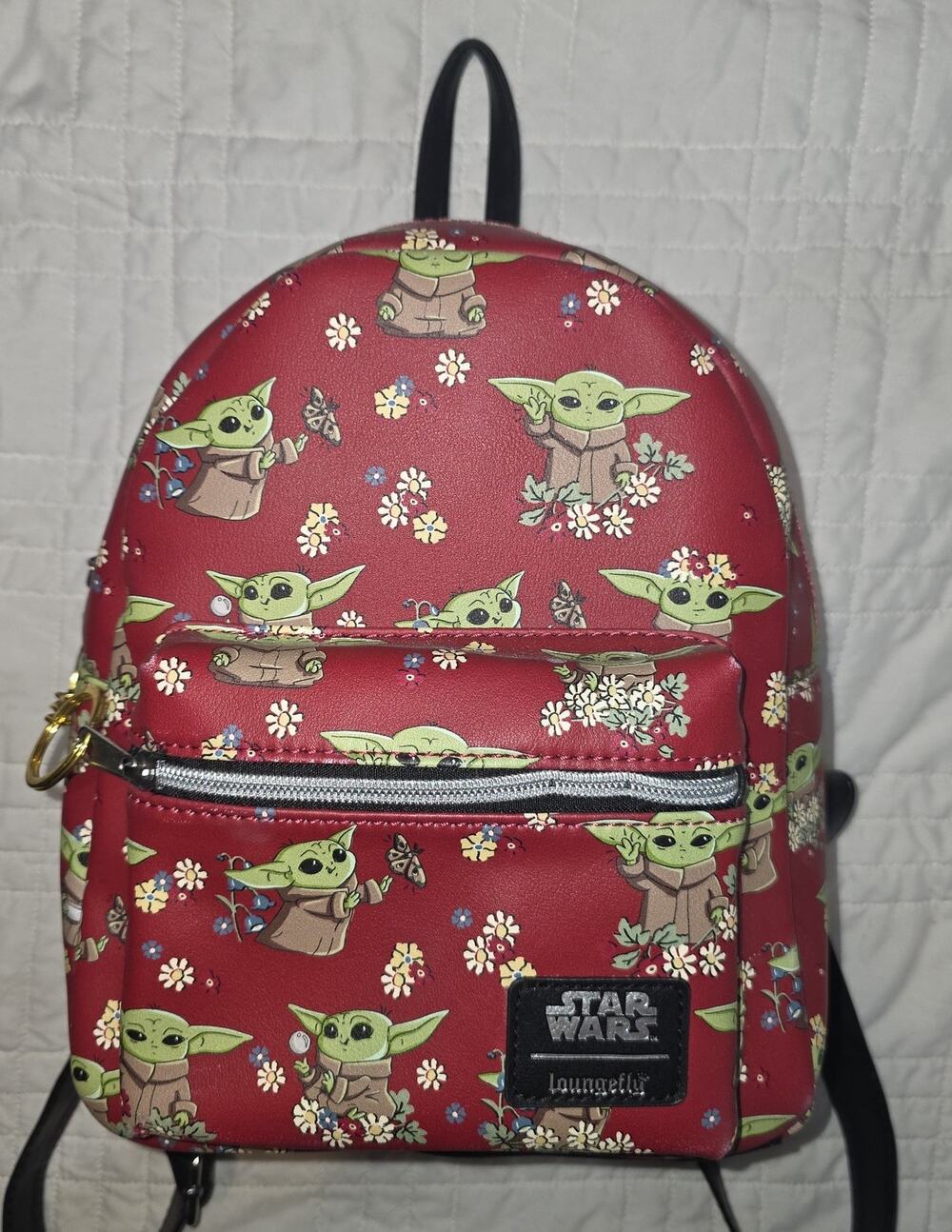 Like new Loungefly Disney Star Wars The Child Grogu Baby Yoda Red Mini Backpack!